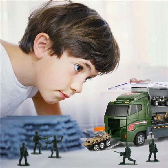 26 Pcs Military Truck with Soldier Men Set(2 in 1), Mini Die-cast Battle Car - Picture 7 of 8